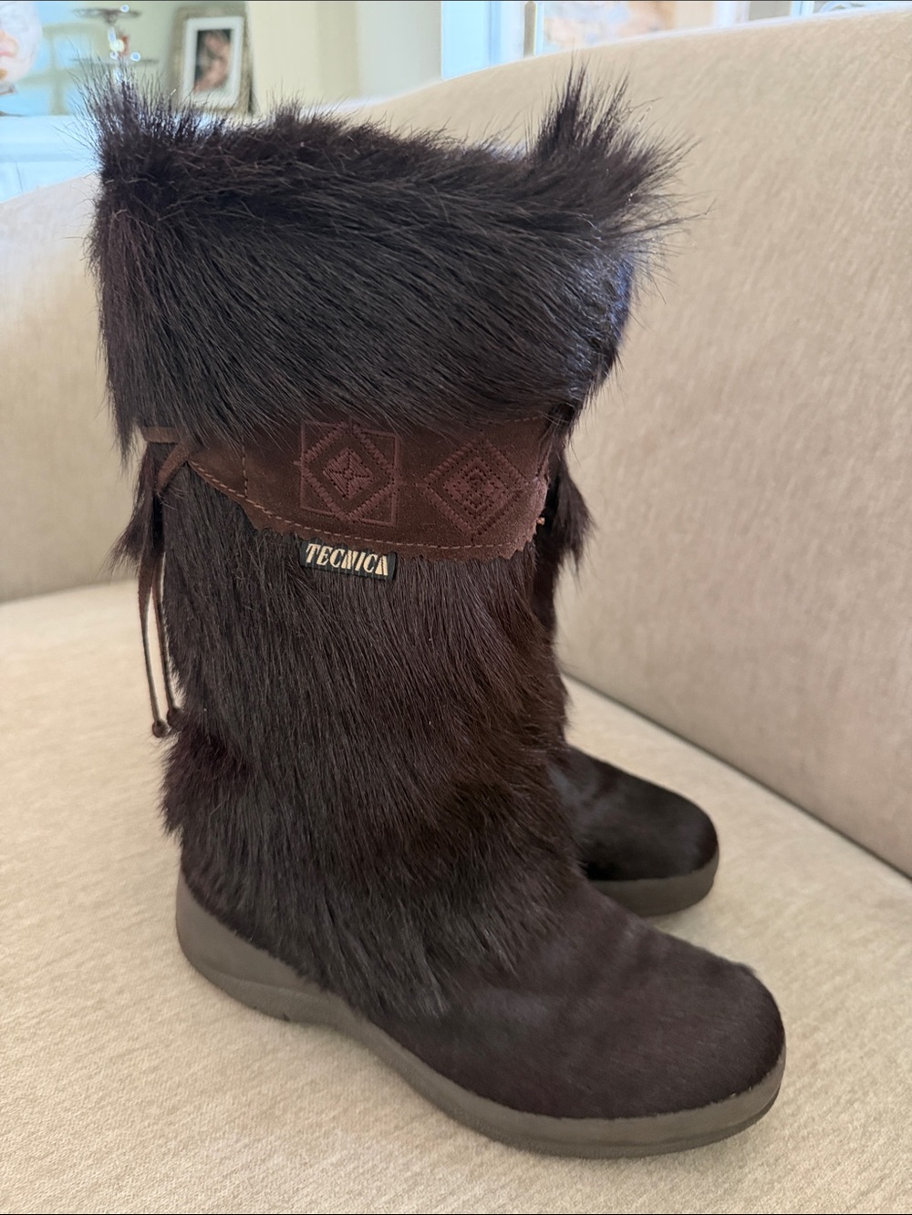 Tecnica Skandia Brown Fur Après-Ski Winter Boots - Size 8 /39.5